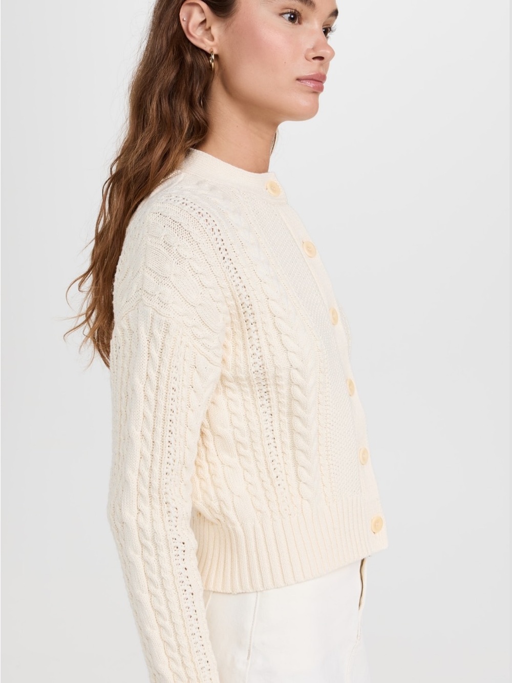 ALEX MILL CABLE KNIT NICO CHUNKY CARDIGAN IVORY SIZE SMALL - Picture 3 of 13
